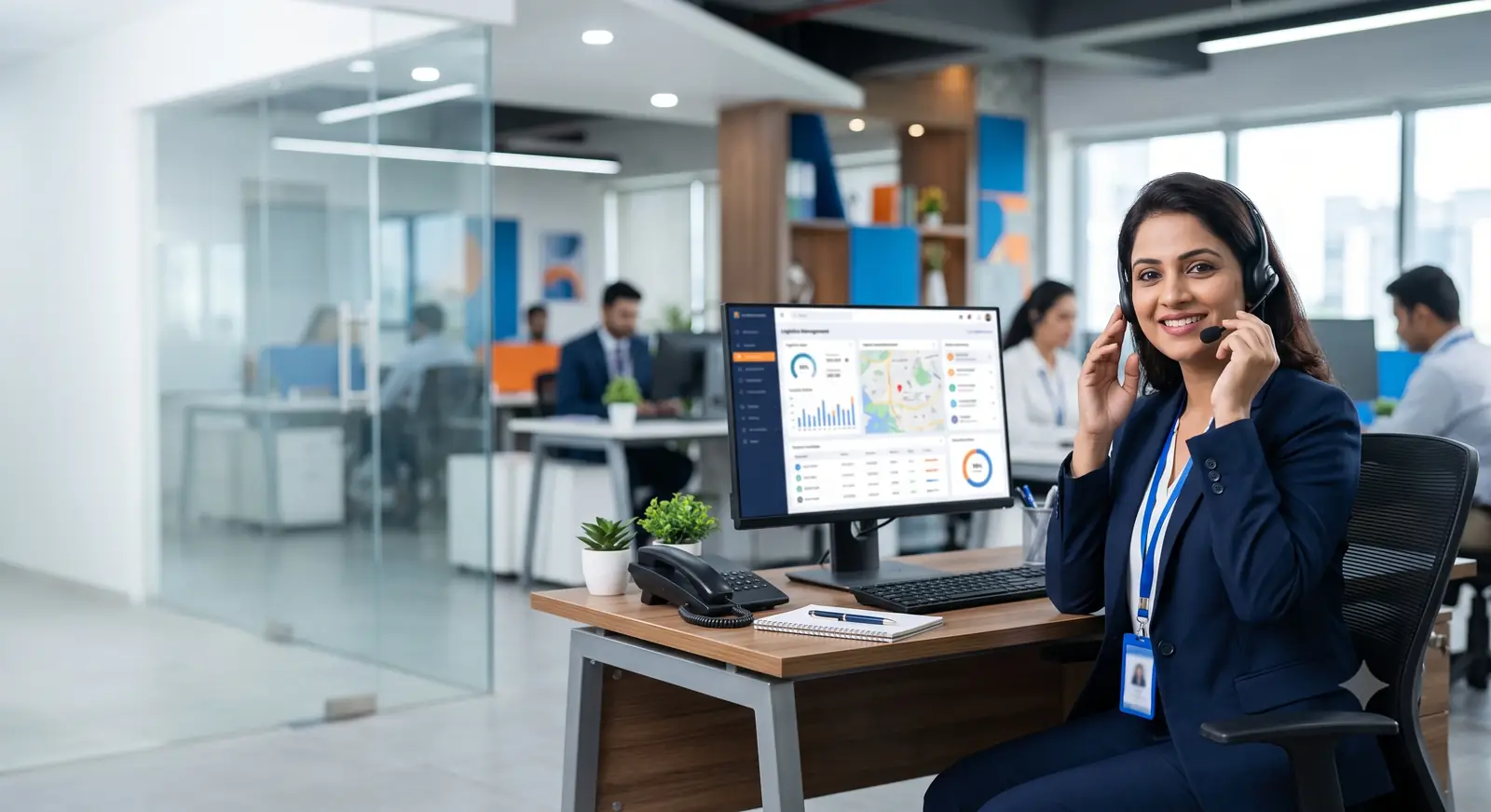 Customer support executive assisting with cargo booking
